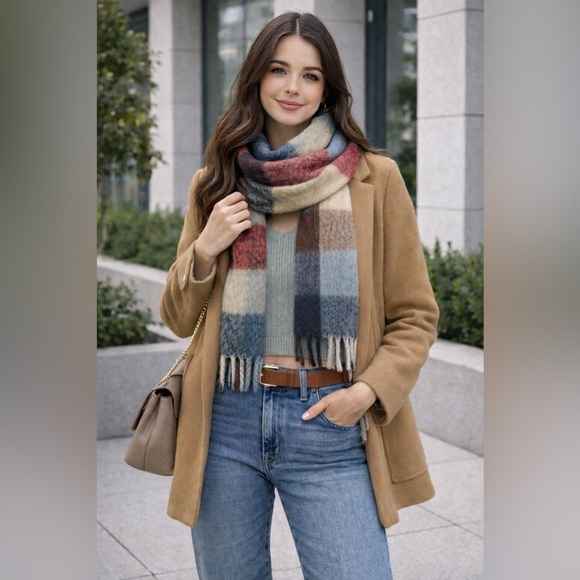 Nicole Other - Nicole Soft Acrylic Scarf in Blue and Gray